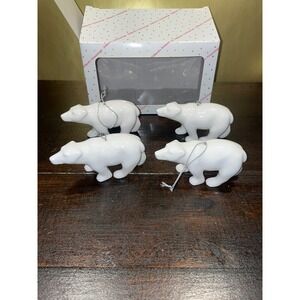Dillards White Polar Bear Christmas Ornaments Set of 4 In Box Holiday‎